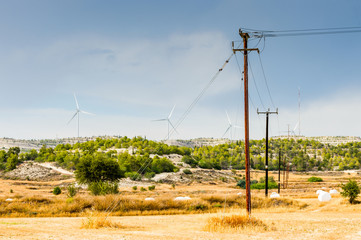 Electrical wires on wooden poles