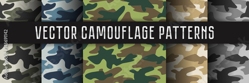 Cuadros en Lienzo Vector seamless camouflage patterns.