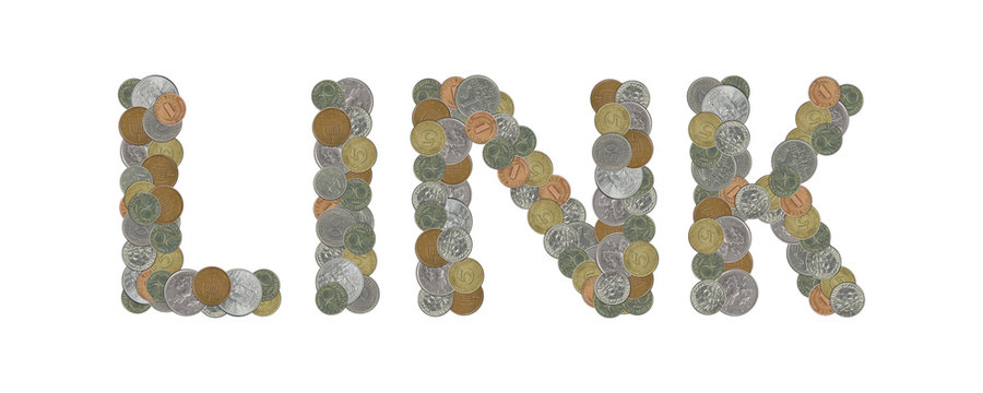 LINK – Coins on white background