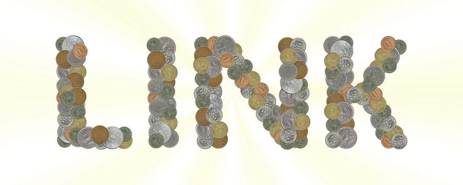 LINK – Coins on yellow background