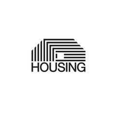 Poster - Mono line house logo. Monochromatic vector logotype.