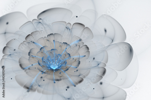 Naklejka na szybę Fraktalny wzór kwiatowy z niebieskim kryształem