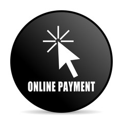Aufkleber - Online payment black color web design round internet icon on white background.