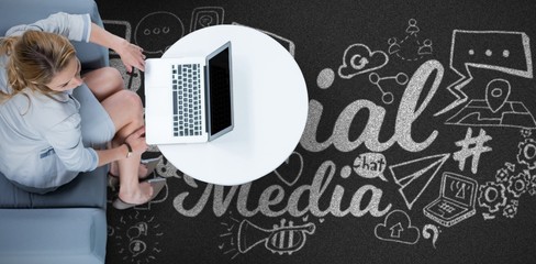 Poster - Composite image of woman on her laptop