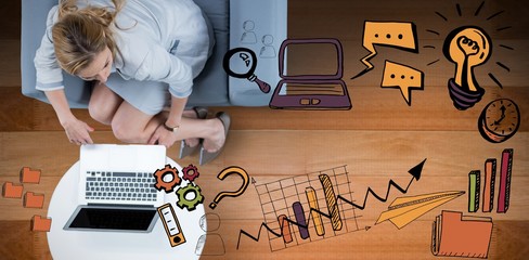 Poster - Composite image of woman on her laptop