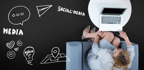 Poster - Composite image of woman on her laptop