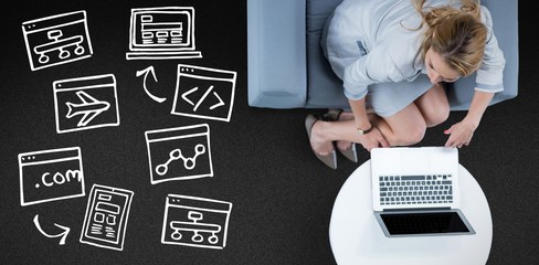 Poster - Composite image of woman on her laptop