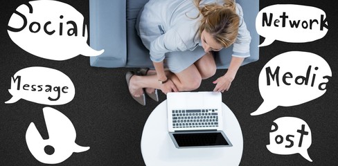 Fototapete - Composite image of woman on her laptop