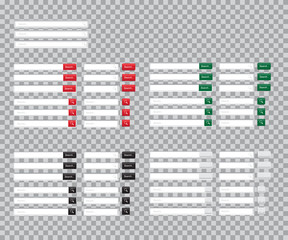 Poster - Set of Search bars isolated on transparent background. Vector template for internet searching. Web-surfing interface with red, green, black and white buttons.