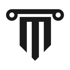 Wall Mural - pillar and letter m logo vector.