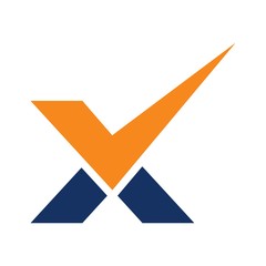 Wall Mural - check mark and letter X logo vector.