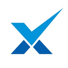 Wall Mural - check mark and letter X logo vector.