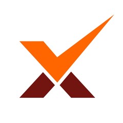 Wall Mural - check mark and letter X logo vector.