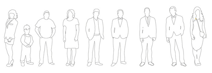 Wall Mural - Vector illustration, collection of people outlines