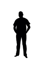 Wall Mural - Black silhouette man stands vector illustration