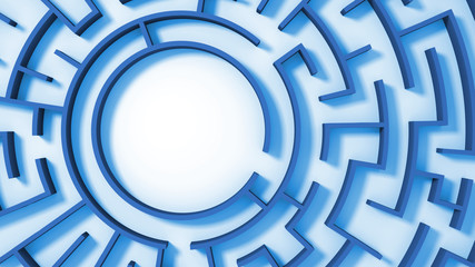 blue circular maze structure on white ground 