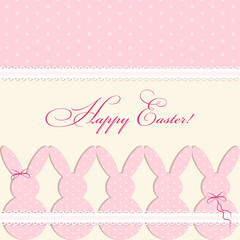 Wall Mural - Cute vintage Easter card in shabby chic style with bunny