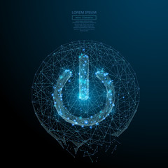 Poster - Abstract image of a business man standing behind rostrum in the form of a starry sky or space, consisting of points, and shapes in the form of planets, stars and universe. Vector wireframe concept.