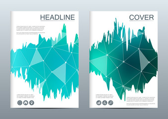 Brochure template layout flyer cover annual report magazine structure of molecular particles and atom polygonal abstract background vector illustration