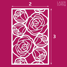 Die Cut Ornamental Panel With Pattern Of Roses. May Be Use For Laser Cutting. Lazer Cut Card. Silhouette Pattern. Cutout Paperwork. Cabinet Fretwork Panel. Lasercut Metal Panel. Wood Carving.