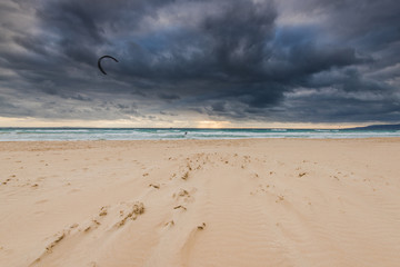 Wall Mural - cloudy sky and strong wind for kite surf