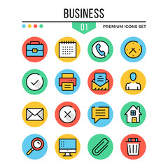 Poster - Business icons. Modern thin line icons set. Premium quality. Outline symbols, graphic elements, concepts, flat line icons. Creative vector illustration