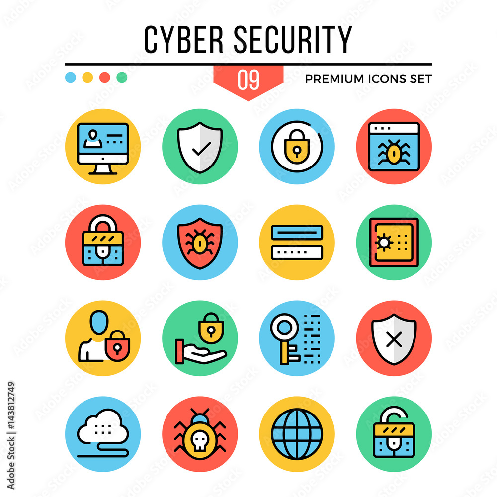 Cyber security icons. Modern thin line icons set. Premium quality ...