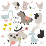 Fototapeta Pokój dzieciecy - set of cute farm animals