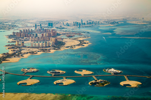 Fotografie, Obraz Aerial view of city Doha, capital of Qatar