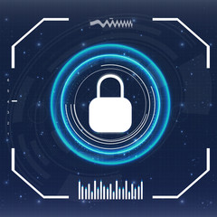 Aufkleber - Safety screen.Futuristic user interface. Abstract virtual graphic touch user interface. HUD. Hi-tech basic. Blue and white elements. UI hud infographic interface screen monitor radar set web elements