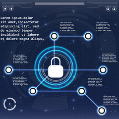 Aufkleber - Safety screen.Futuristic user interface. Abstract virtual graphic touch user interface. HUD. Hi-tech basic. Blue and white elements. UI hud infographic interface screen monitor radar set web elements