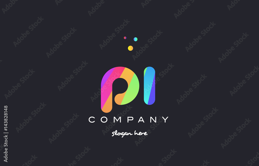 pi p i  colored rainbow creative colors alphabet letter logo icon