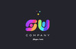 sw s w  colored rainbow creative colors alphabet letter logo icon