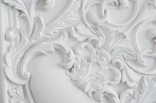 Luxury White Wall Design Bas-relief With Stucco Mouldings Roccoco Element