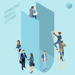 Wall Mural - Isometric letters with people