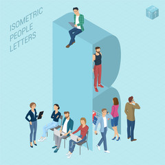 Wall Mural - Isometric letters with people