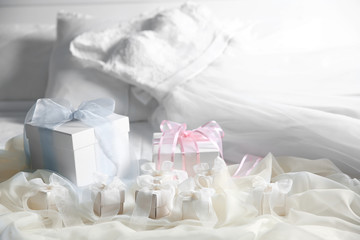 Sticker - Gift boxes for wedding day on bed