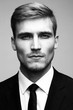 © ASDF - Black and white close-up portrait of a successful handsome busin