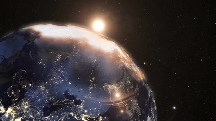 Wall Mural - Sunrise on Earth from Space View from Space