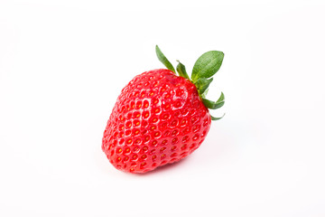 Ripe strawberry on white background.