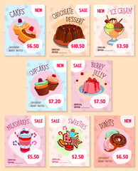 Sticker - Bakery desserts price tags vector templates set