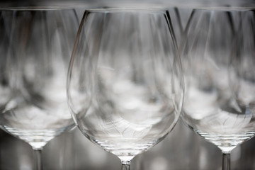 Empty wine glasses closeup