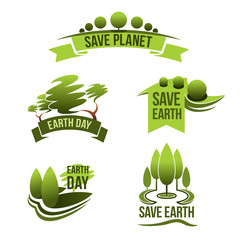 Sticker - Vector icons for Save Earth and nature ecology