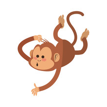 Monkey Cartoon Icon Over White Background. Colorful Design. Vector Illustration
