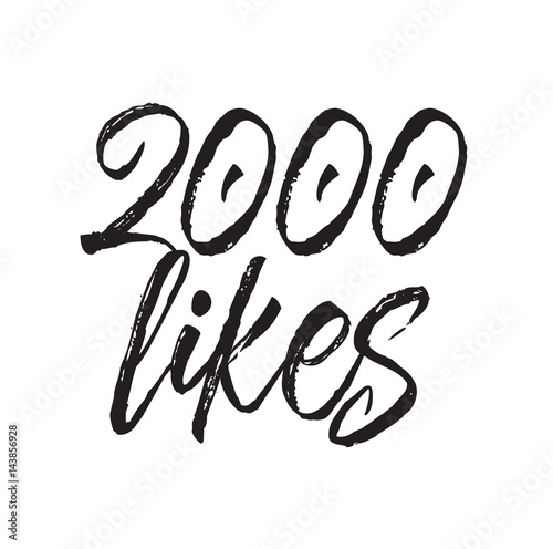 Fotografia 2000 likes, text design. Vector calligraphy. Typography poster.