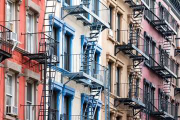 Fototapete - Colorful row of buildings in Greenwich Village New York City NYC