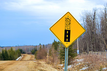 Pavement Ends Warning Sign On A Back Road