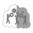 © grgroup - sticker monochrome silhouette pictogram people and industry progress vector illustration
