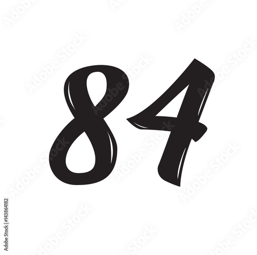 Poster 84, text design. Vector calligraphy. Typography poster.