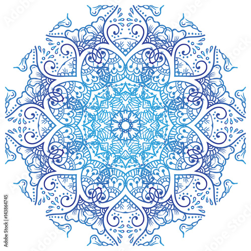 Circular Floral Ornament Mehndi Yantra Blue Henna Tattoo Mandala